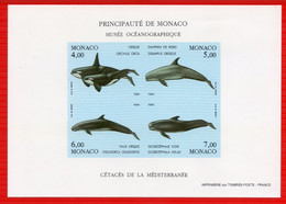 MONACO 1985 BLOC FEUILLET N°64 A   NON DENTELE NEUF ** CETACES DE LA MEDITERRANEE Cote 190 Euros  SUP - Variétés