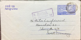 INDIA 1981 USED AEROGRAMME, GERMANY ZURÜCK RETOUR M 40 BOXED - Sonstige & Ohne Zuordnung