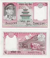 Banknote Nepal 5 Rupees 1974 Pick-23 Yaks Fauna Unc (catalog US$12) - Népal