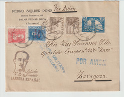 Espagne - Lettre Censurée De Mallorca à Zaragoza   - Cachet Saludo A Franco - 1931-50 Covers