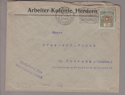 CH Portofreiheit 1920-03-01 Zürich Brief Mit Zu#6 15Rp. Kl#374 Arbeiterkolonie Herdern - Franchise