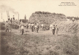 03 Neris Les Bains  Battage Du Grain Batteuse Agriculture Carte Double - Neris Les Bains