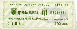 MATCH TICKETS - CRVENA ZVEZDA -  PARTIZAN  7.NOVEMBAR 1976 - Match Tickets