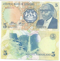 Banknote Lesotho 5 Maloti 1989 Pick-10 Unc - Lesoto