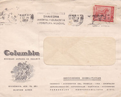 COLUMBIA. ARGENTINA ENVELOPPE COMMERCIAL, CIRCULEE 1961, BUENOS AIRES. CERVANTES SAAVEDRA, BANDELETA PARLANTE- LILHU - Covers & Documents