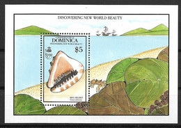 DOMINICA 1990 UPAEP, SHELLS, DISCOVERY OF AMERICA, LATIN AMERICAN HISTORY , CHRISTOPHER COLUMBUS MNH - Christopher Columbus