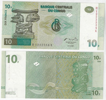 Banknote Democratic Republic Of The Congo 10 Francs 1997 Pick-87B Uncirculated (catalog US$15) - Democratic Republic Of The Congo & Zaire