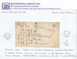 Ireland Tipperary 1840 Unframed Linear POST PAID Of Cashel On Cover To Clonmel, Christmas Day CASHEL DE 25 1840 Cds - Prephilately