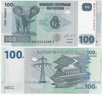 Banknote Congo 100 Francs 2013 Pick-98b Elephant Fauna Uncirculated - République Démocratique Du Congo & Zaïre