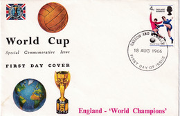 England 1966 Cover: Football Soccer Fussball Calcio; FIFA World Cup; Winners Overprint; Harrow And Wembley Cancellation - 1966 – Inglaterra