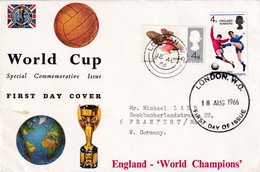 England 1966 Cover: Football Soccer Fussball Calcio; FIFA World Cup; Winners Overprint; London WC Cancellation - 1966 – Inglaterra