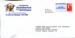 PAP Postreponse Fondation Assistance Aux Animaux (scan Recto Vers) - PAP: Ristampa/Beaujard