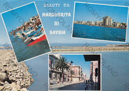 CARTOLINA  SALUTI DA MARGHERITA DI SAVOIA,BARLETTA,PUGLIA,MARE,SOLE,ESTATE,VACANZA,SPIAGGIA,LUNGOMARE,VIAGGIATA 1974 - Barletta