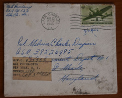 Courrier Air Mail De Lake Charles Vers New-york 23-03-1945 - 1941-60