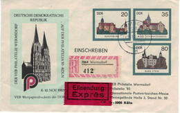 VEB Philatelie Wermsdorf Export > 5000 Köln - Rochsburg Schwarzenberg Stein Burgen DDR - Eilsendung - Buste - Usati