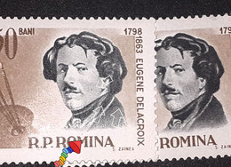 Errors Stampa Romania 1963 # Mi 2167 Eugene Delacroix Painter  Printed Multiple Errors Rojen Kettler Mmnh - Varietà & Curiosità