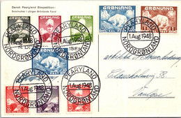 (3 C 17) Greenland Posted Postcard - 1948 (polar Bear & King) - Brieven En Documenten