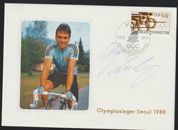 DDR Autograph Cover 1988 Seoul Olympic Games - Gold Olaf Ludwig Cycling. Uncertain If Its Real Signature Or - Estate 1988: Seul