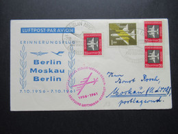 DDR 1961 Erinnerungsflug Berlin - Moskau - Berlin Deutsche Lufthansa Aeroflot SST Berlin NW 7 Luftpoststelle - Brieven En Documenten