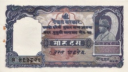 NEPAL 10-Mohru BANKNOTE King TRIBHUVAN 1953 PICK #6 AUNC - Népal