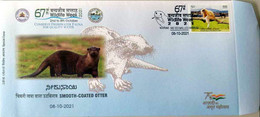 India 2021 Smooth Coated Otter Special Cover 67th Wildlife Week Mammal , Animal ,Fish Eater (**) Inde Indien - Cartas & Documentos