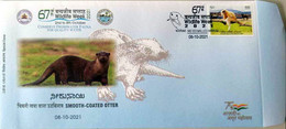 India 2021 Smooth Coated Otter Special Cover 67th Wildlife Week Mammal , Animal ,Fish Eater (**) Inde Indien - Lettres & Documents