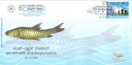 India 2021 Humpback Mahseer Special Cover 67th Wildlife Week Water Animal ,Fish , Endangered  (**) Inde Indien - Cartas & Documentos