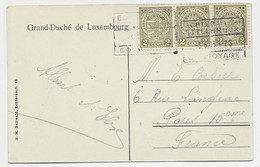 LUXEMBOURG 2CX3 CARTE PETITE SUISSE LUXEMBOURGEOISE GRIFFE ENCADREE ETTELBRUCK 3.8.13 POUR LA FRANCE - 1921-27 Charlotte De Frente