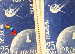 Errors Romania 1957 # Mi 1678, 1680  Artificial Satellites, Space, Cosmos, Dot Printing, Inverted Watermark - Variétés Et Curiosités