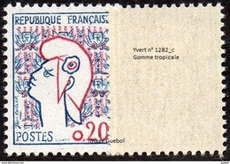 France Variété N° 1282 C ** Marianne De Cocteau -  Gomme Tropicale - Varieties: 1960-69 Mint/hinged