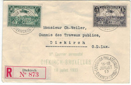 Reko Diekirch Expo 1933 Courrier Aeropostal Bruxelles - Covers & Documents