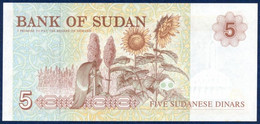 SUDAN 5 DINARS P-51a People's Palace, Khartoum - Flora Sunflowers 1993 UNC - Soudan