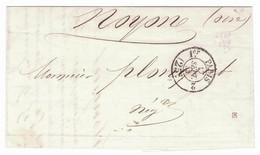 1853 - Taxe 25c - TAD 2513 1er Route 2 Sur LAC De Paris Pour Noyon (Oise) - Indice 5 - 1849-1876: Periodo Clásico