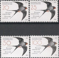 KAZAKHSTAN - COMPLETE SET DEFINITIVES: BARN SWALLOW 2007 - MNH - Rondini