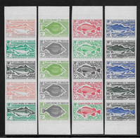 St Pierre Et Miquelon N°421/424 Poissons Bandes De 5 Essais De Couleur - Non Dentelé -  Neuf ** Sans Charnière - TB - Non Dentelés, épreuves & Variétés