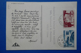 4 FRANCE SAINT PIERRE ET MIQUELON CPA RARE  1948 POUR PARIS BD CHARONNE 20 EME - Cartas & Documentos