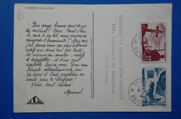 4 FRANCE SAINT PIERRE ET MIQUELON CPA RARE  1948 POUR PARIS BD CHARONNE 20 EME - Brieven En Documenten