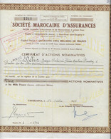 RARE CERTIFICAT D ACTIONS / SOCIETE MAROCAINE D ASSURANCES - Banque & Assurance