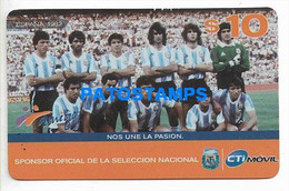 175169 ARGENTINA TARJETA TELEFONICA CREDITO CTI MOVIL SOCCER FUTBOL SELECCION DIEGO MARADONA NO POSTAL POSTCARD - Altri – America