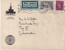 1936-COMMERCIAL AIR MAIL-HELSINKI 11.VIII.36-TO PRAGUE 13.VIII.36-NR.193 LAPE-CENTENARY OF THE KALEVALA - Briefe U. Dokumente