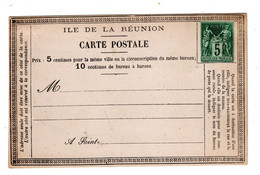 1880 ,  5 C. Vert Sur Carte  Entier  " ILE DE LA REUNION "  Rare ! -  #1584 - Cartas & Documentos