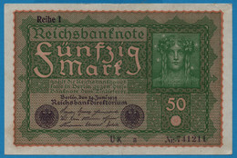 DEUTSCHES REICH 2 X 50 Mark  24.06.1919 Série UK A # 741211 + 212 P# 66 Reihe 1 - 50 Mark