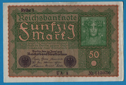 DEUTSCHES REICH 50 Mark  24.06.1919 Série UA A # 443036 P# 66 Reihe 1 - 50 Mark