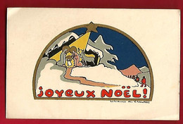 Image Pieuse Religieuse Holy Card Ed Ange Michel 1860 - Joyeux Noël - Crèche Montagne Signature Illustrateur Illisible - Devotion Images