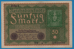 DEUTSCHES REICH 50 Mark  24.06.1919 Série UO A # 626895 P# 66 Reihe 1 - 50 Mark