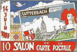 LUTTERBACH -HT RHIN - 10 EME SALON CARTE POSTALE -DESSIN LOUMA -N° 227 SUR 800 - ANNEE 1987 - Bourses & Salons De Collections