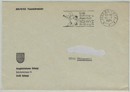 Schweiz / Helvetia 1974, Brief Pauschalfrankiert Schwyz - Wädenswil, Schwing- Und Älplerfest - Ohne Zuordnung