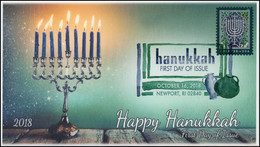 2018 *** USA United States Hanukkah, Digital Color Postmark, FDC, Newport RI, Israel (**) - Brieven En Documenten