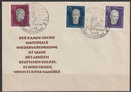 DDR 1957  MiNr.606A-608A Aufbau Nationaler Gedenkstätten SoSt. DELITSCH 1958 Heimatfest (d 6831 ) - Brieven En Documenten