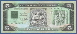 LIBERIA - P.20 – 5 Dollars 06.04.1991 UNC, Serie AH7802176 - Liberia